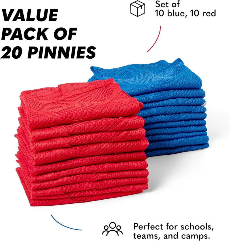 GSI Youth & Kids Pinnies with Velcro - Adjustable, Breathable, Lightweight Pinnies for Sports & Scrimmage Vests for Soccer/Basketball (10 Red, 10 Blue) - Includes Carry Bag - Image 4